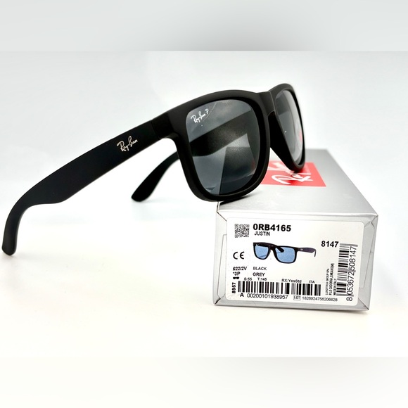 Ray-Ban Justin Polarized Lens Sunglasses RB4165 Black/Grey Gradient Lens 622/T3 - Picture 14 of 14